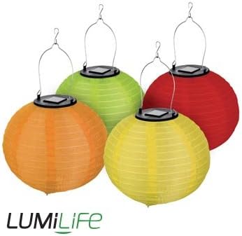 LUMiLiFE LED Solar Chinese Lanterns - 4 Pack - Multicolour - Large [Energy Class A]