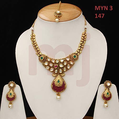 Joyas de cobre chapado en oro con rubí y perlas elegantes 2
