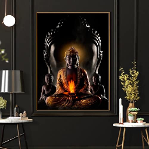 Peintures toile Bouddha noir or impression haute definition grand format salon
