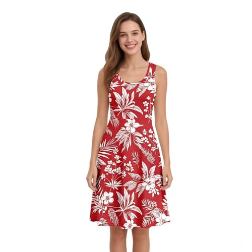Image of Dreaweet Casual Sleeveless Dresses for Women Girls, Round Neck Tank Dresses with Pockets Summer Sundress Size XS-4XL