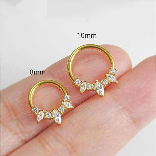 16G Septum Ring Surgical Steel Daith Earring, CZ Gemstone Septum Clicker Daith Piercing Jewelry2