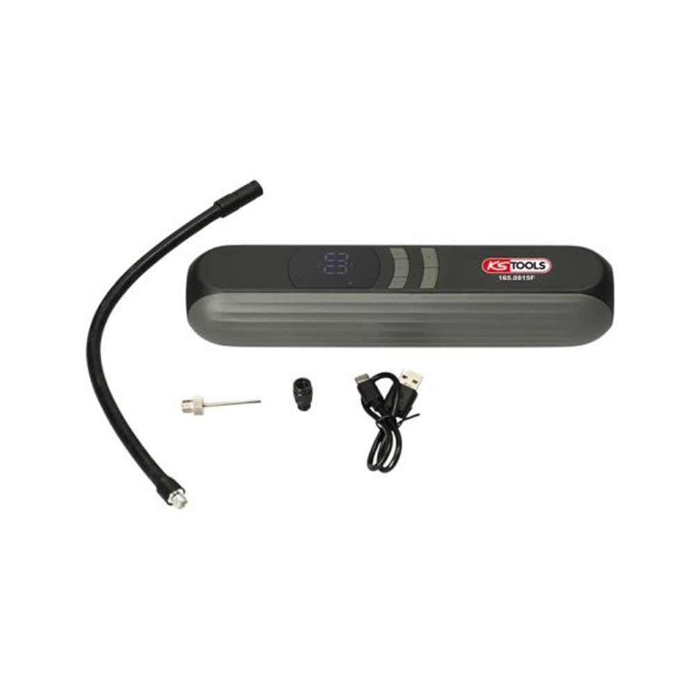 KS Tools - 165.0815F - Mini compresseur rechargeable - compresseur à air portatif - gonfleur pneus voiture sans fil - gonfleur ballon - pompe a velo