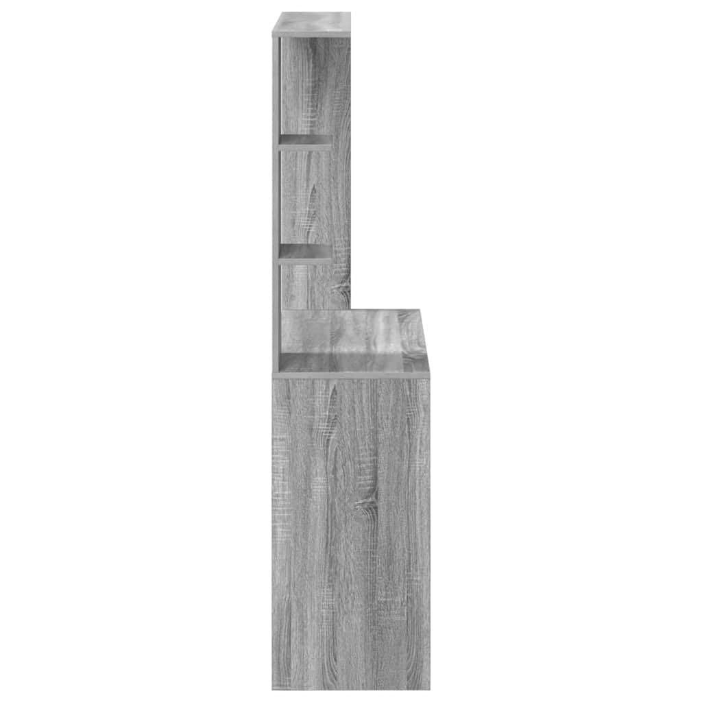 Scrivania Grigio Sonoma con Scaffali in Legno Ingegnerizzato | Ideale per studio o soggiorno, ottimizza lo spazio grazie agli scaffali integrati e alla superficie opaca.