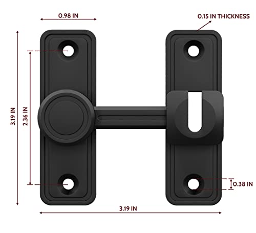 Barn Door Privacy Latch, 90°/180° Swing Slide Lock, Zinc-Alloy, Adhesive or Screw Mount, Interior Use for Bathroom/Bedroom/Closet/Shed, Includes Screws & Glue - Black by RETRIN - Used condition - Image 2