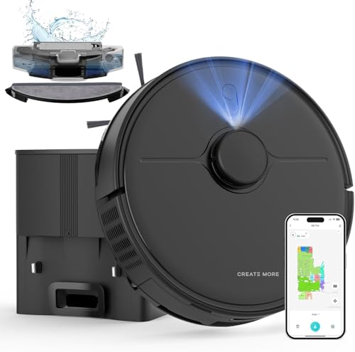 Bagotte Robot Vacuum and Mop with 6000Pa, Robotic Vacuum Self-Emptying with 90 Days Hands-Free,LiDAR Navigation,Fast Home Mapping for Pet, Hard Floors, Carpet