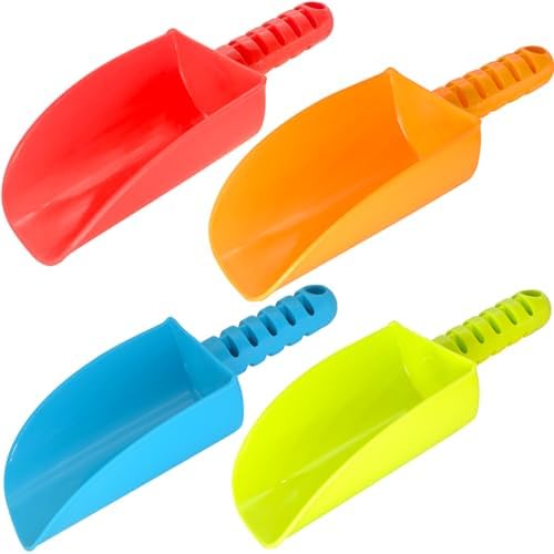 Beach Shovel Toys for Kids: Heavy Duty Plastic Sand Shovels Tools for Toddlers – 4 Pack Outdoor Digging Sandbox Toys Sets