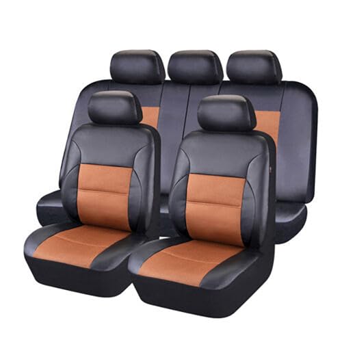 Housse de siège de voiture VW Polo VI 2019-2021, couvre-siège cuir auto marron 9 pièces