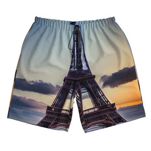 Eiffel Tower Print Stylish Beach Shorts Swim Trunks Lightweight Breathable Summer Outdoor Activities 7
