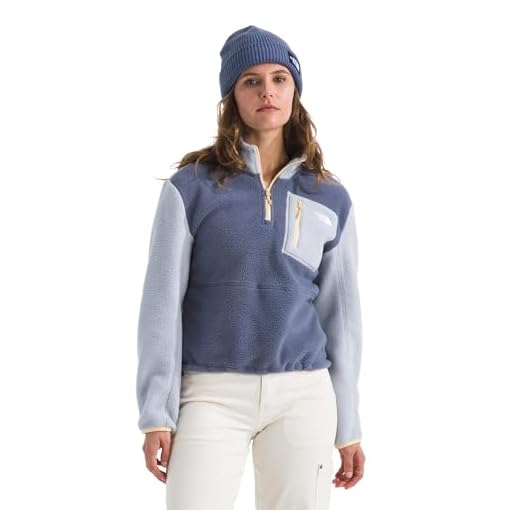 THE NORTH FACE Jaqueta feminina Yumiori com zíper | Casaco de lã leve com logotipo bordado, bolso no peito com zíper seguro, galáxia crepúsculo/linho azul/sal mineral, 2GG