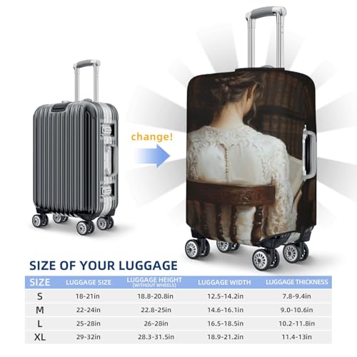 Woman Reading In A Chair Elastic Travel Luggage Covers Dustproof Scratch-Resistant Suitcase Protector Fit 22-24 Inch4