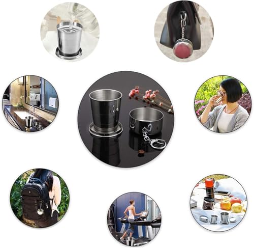 Image of Decorcrafts Portable Folding Stainless Steel Travel Camping Water Mug Cup Glass (Silver), 75 ML