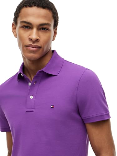 Image of Tommy Hilfiger Men's Short Sleeve Polo Shirts in Slim Fit with Stretch and Organic Pique Cotton