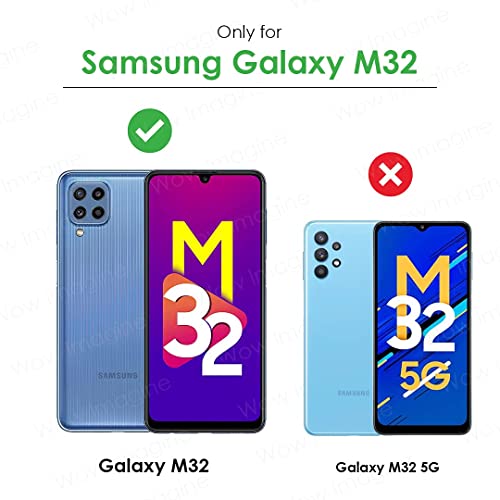 Image of WOW IMAGINE Shock Proof Clear Back Cover Case Mobile Cover for Galaxy M32 4G (Hard | Hybrid PC + TPU | Full Armour Device & Camera Protection | Black)