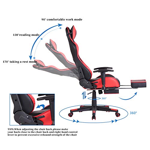 Silla-Gaming-con-ReposapiesSilla-Ergonomica-Racing-Silla-de-Oficina-con-reposacabezas-y-cojin-LumbarSilla-Oficina-con-Ruedas-Ajustable-en-AlturaApoyabrazos-Ajustablespara-casa-y-Oficina-Rojo