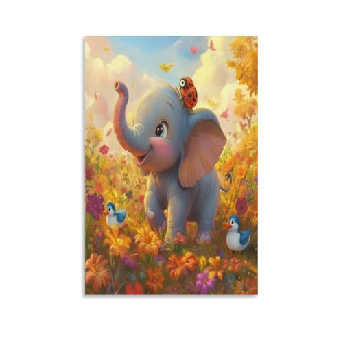 Impression sur toile d'éléphant 50 x 75 cm : habillez vos murs vides avec style
