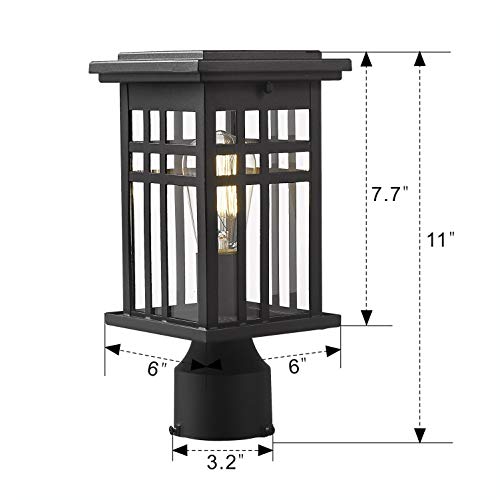 Image of zeyu Exterior Post Light, Outdoor Pole Lantern Pillar Light Fixture with Clear Glass Shade and Black Finish, 20068-P BK