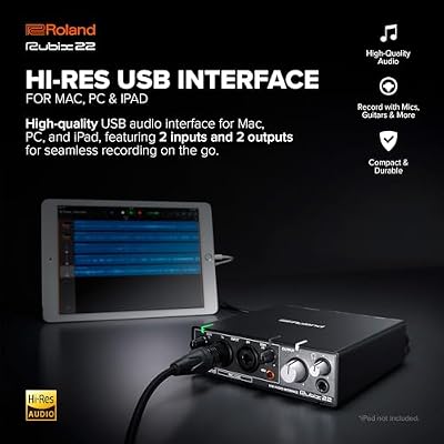 Roland Rubix22 2-In/2-Out USB Audio Interface | High-Resolution Audio | Record with Mics, Guitars, Keys & More | Compact & Durable Build | Compatible with Mac, PC & iPad | Expanded I/O Features