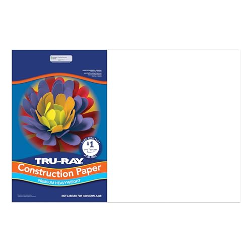 Papier de construction Tru-Ray blanc grand format 30,5 x 45,7 cm pour loisirs créatifs