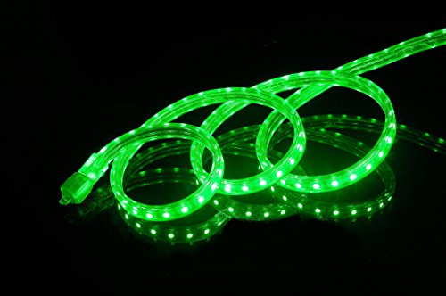 Image of CBconcept UL Listed, 50 Feet, Super Bright 13500 Lumen, Green, Dimmable, 110-120V AC Flexible Flat LED Strip Rope Light, 930 Units 5050 SMD LEDs, Indoor Outdoor Use, Ready to use