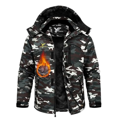 Image of Yufawow Men's Ski Jacket Waterproof Warm Snowboard Jacket Insulated Winter Coat for Outdoor Cold Weather Sports Work