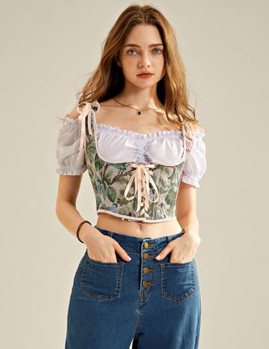 Image of Scarlet Darkness Women's Underbust Corset Top Renaissance Medieval Lace-up Boned Fairycore Pirate Corsets