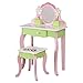 Produktbild WODENY Schminktisch-Set für Kinder, Schminktisch, Kommode, Stuhl und Hocker, modisches Make-up-Zubehör, Spiegel mit Schublade, Holz, für Mädchen, Rosa