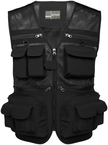 Flygo Men's Fishing Vest Utility Lightweight Outdoor Travel Safar...