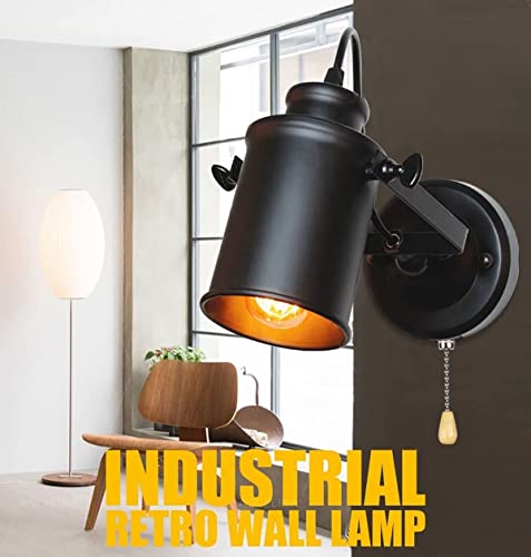 Aplique de pared industrial con acabado negro mate y casquillo E27 3