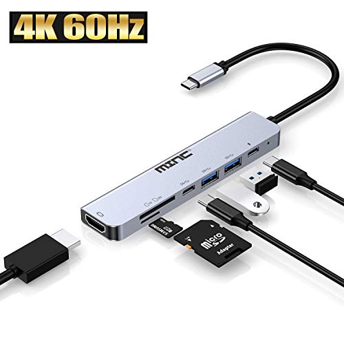 USB C Hub Adapter Dongle for MacBook Air, MacBook Pro with 4K 60Hz