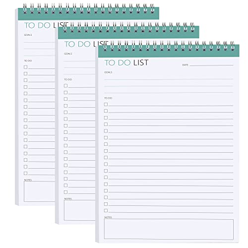 To Do List Notepad Daily Planner Notepad 60 Tear-Off Sheets with Checklist, 5.5 x 8.3´´ Work Personal Writing Pad. 3-pack