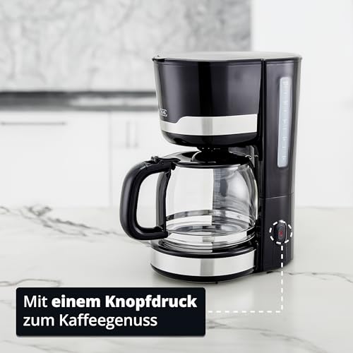 KHG Kaffeeautomat KA-129 SE2 aus Edelstahl/Kunststoff in schwarz, Kapazität für 12 Tassen, mit Glaskanne 1,5 Liter, Permanentfilter, Abschaltautomatik, Wasserstandsanzeige, Tropfstopp – Bild 7