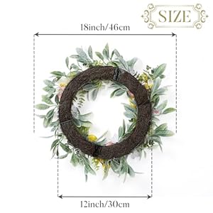 Valery Madelyn Pastel Easter Egg Wreaths Decoration for Front Door with Lights, Artificial Spring Floral Wreath with Lambs Ear Leaves for Home Indoor Outdoor Window Wall Holiday Party Decor-18'' Valery Madelyn Pastel Easter Egg Wreaths Decoration for Front Door with Lights Artificial Spring Floral Wreath with Lambs Ear Leaves for Home Indoor Outdoor Window Wall Holiday Party Decor 18