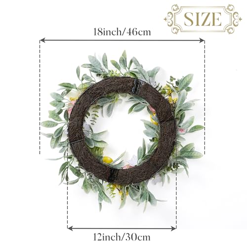 Valery-Madelyn-Pastel-Easter-Egg-Wreaths-Decoration-for-Front-Door-with-Lights-Artificial-Spring-Floral-Wreath-with-Lambs-Ear-Leaves-for-Home-Indoor-Outdoor-Window-Wall-Holiday-Party-Decor-18 Valery Madelyn Pastel Easter Egg Wreaths Decoration for Front Door with Lights Artificial Spring Floral Wreath with Lambs Ear Leaves for Home Indoor Outdoor Window Wall Holiday Party Decor 18