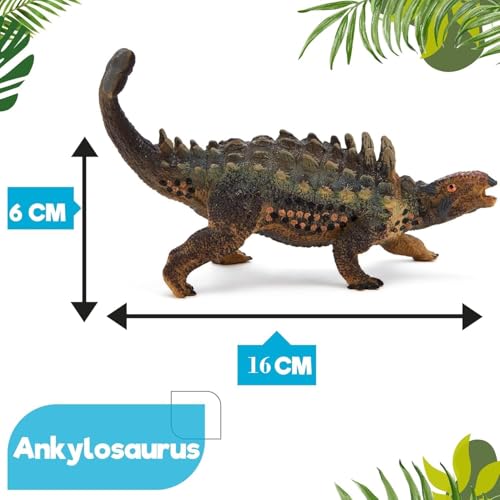 Image of FUNFOB Dinosaur Toy Figure Width - 15cm Ankylosaurus Dinosaur Toys for Kids & Adults PVC Multicolour | Grey Spike Short Legs SML