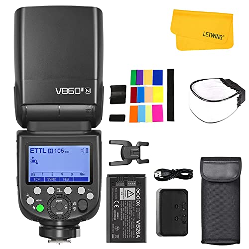 Godox V860III-N V860IIIN Flash para Nikon, 2.4G HSS TTL 2600mAh Li-Ion Batería, 10 Niveles LED Lámpara de Modelado, Cámara Flash de Compatible con la Cámara Nikon