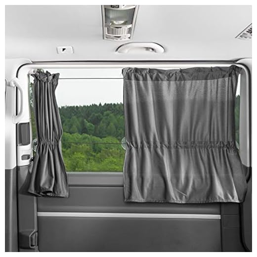 Zamboo - 2X Cortina Universal Protección Solar Furgonetas/Multivan (p. ej. VW T4,T5, Mercedes Vito) - Parasol para Ventanas Laterales - Fácil Montaje con Ventosas - Gris