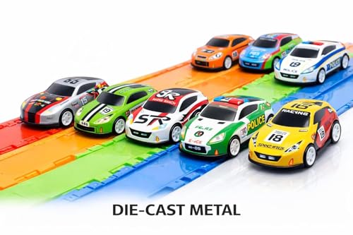 Image of Brand Conquer Die-Cast Metal Pullback Toy Cars, Mini Sports Car & Police Cars | Durable Metal Body Cars with Pull Back Mechanism | Kids Toy Cars Gift Set | Size 2.5 * 3 * 6.5 cm (Set of 10)