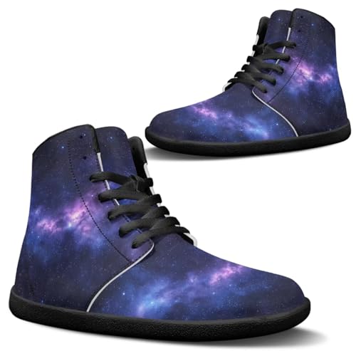 Binienty Purple Galaxy Mens Leather Barefoot Lace Up Shoe Fashion Water Shoes for Women Quick Dry Slip-on Surf Beach Swim Pool Footwear Ideal Gifts for Lover,US 6.5