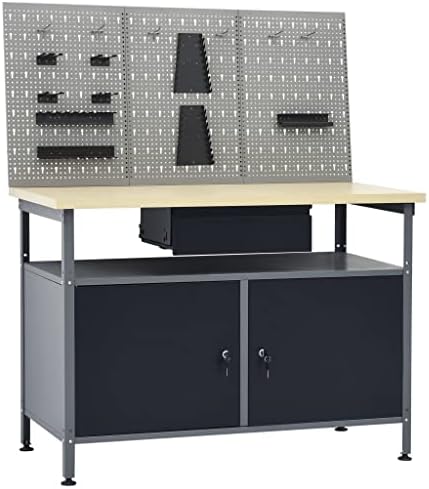 vidaXL Banco de Trabajo con Tres Paneles de Pared Superficie Gran...
