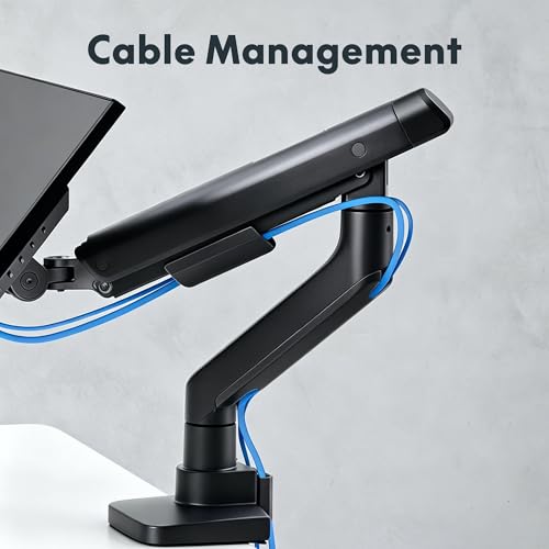 Image of FlexiSpot Single Monitor Arm, Premium Aluminum Monitor Desk Mount Fits Screen up to 39 Inches, Fully Adjustable Monitor Stand with C-Clamp & Grommet Base, Holds 6.61 to 26.46 lbs, Black