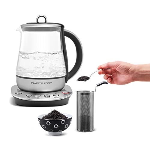 Miniatura 3 de Riviera Bar Tetera De Temperatura Ajustable Jaipur Zen Cristal Templado Y Acero Inoxidable Ideal Para Infusiones, Tés Verdes, Negros, Oolongs 1,2 L, 22 X 25,5 X 21 Cm