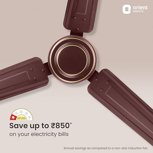 Image of Orient Electric Apex-FX HS 1200mm Ceiling Fan for Home| BEE 1 Star Rated Energy Efficient Fan| Rust Resistant | Strong and Powerful Motor | 2 Years Warranty by Orient | Brown - Pack of 1