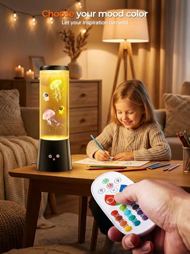 Image of Jellyfish Lamp,16 Color Mood Astronaut Night Light, Whisper-Quiet Sensory Aquarium Light, Dual Power Mode Decorative Night Lamp with Remote Control & Timer Suitable For Home Office Decoration and Gift
