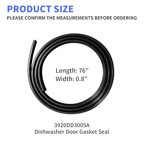 Upgraded 3920DD3005A Dishwasher Rubber Door Seal Dishwasher Door Gasket Seal Replacement Compatible with LG Dishwashers Replaces AP4437203, 1267456