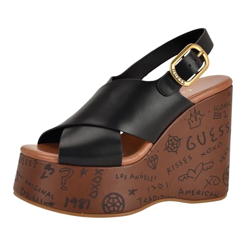 GUESS Yarisel pour femme Sandales à Plateforme et Talon Logo Embossé Premium