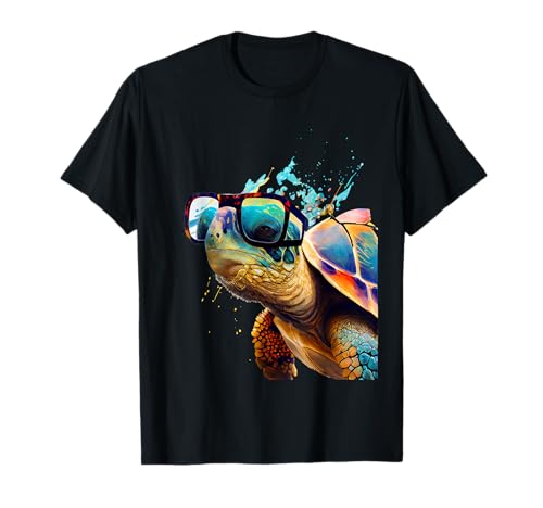 Schildkröte Sonnenbrille Urlaub Kostüm Ozean Liebhaber Haust T-Shirt