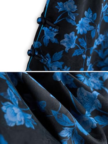 Chaleco de seda para mujer HangErFeng floral negro cuello dinastía Ming 3