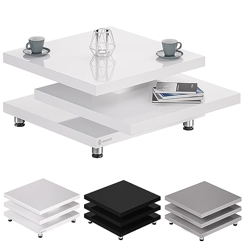 Casaria® Table Basse Blanc laqué Table de Salon modulable Table Basse carrée Moderne 60x60cm avec...