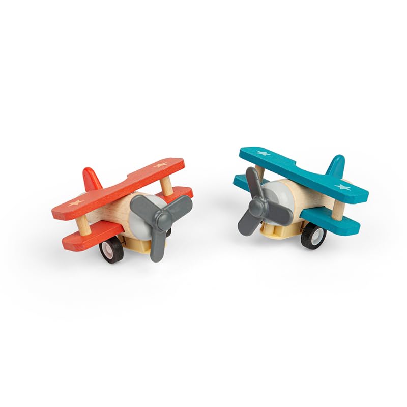 Wooden Pullback Biplane Aircraft by Bigjigs
