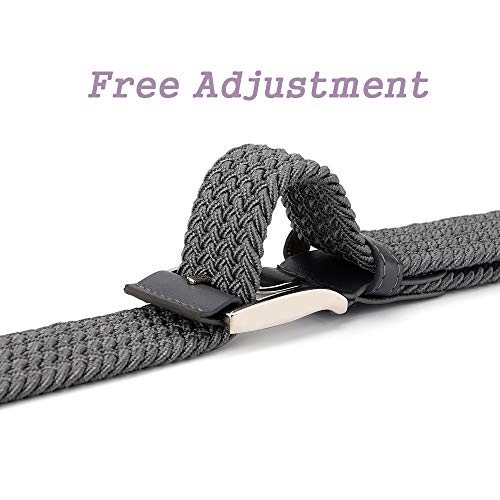 2 Pieces Braided Woven Elastic Stretch Canvas Belts For Men Women #TOP3